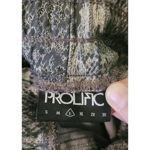 Prolific Large Snake Print Denim Jogger Pants Jeans Black Grey Heavy - Picture 5 of 6